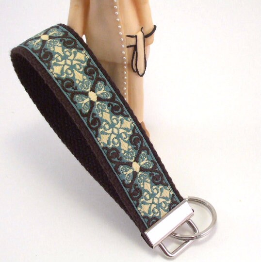 Handmade Jacquard Ribbon Keychain, College Graduation Gift for her, I Miss You Gift, Mom Gift from Son