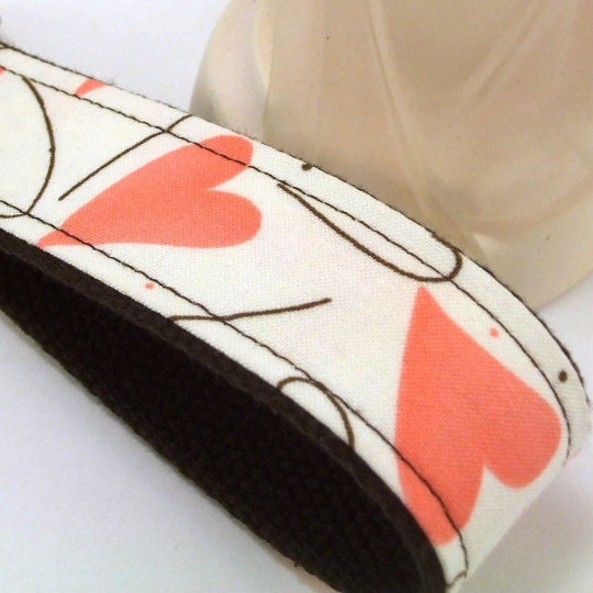 Heart Key Chain Coral Pink Brown Sweetheart