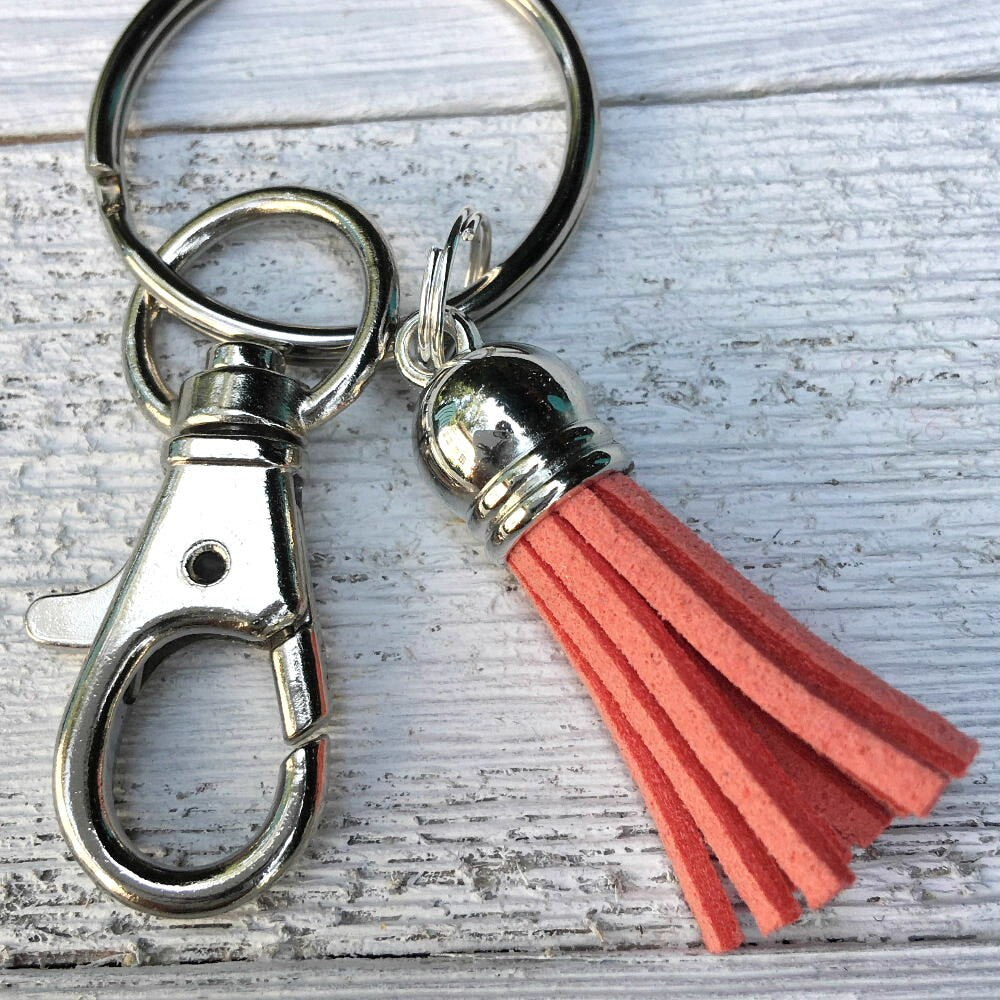Heart Key Chain Coral Pink Brown Sweetheart