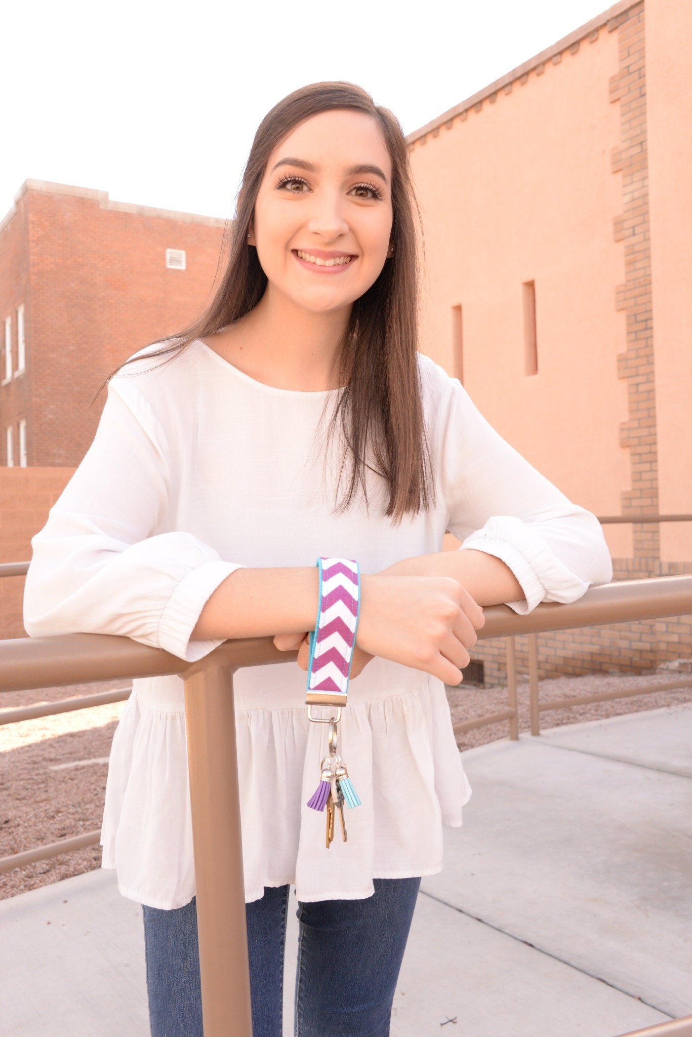 Handmade Jacquard Ribbon Keychain, College Graduation Gift for her, I Miss You Gift, Mom Gift from Son