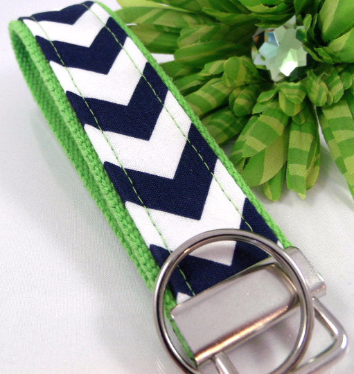 Chevron Key fob Navy and White