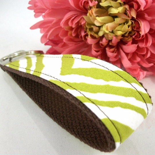 Chartreuse Green Zebra Print Wristlet Keychain, Cute Animal Print Keychain, Zebra Stripe Key Fob, Nurse Graduation Gift