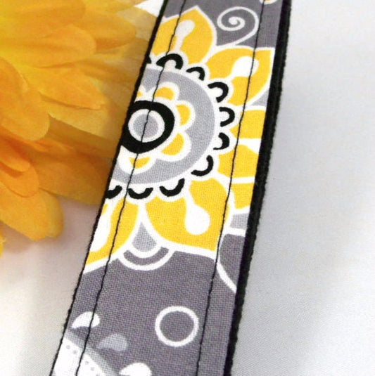 Handmade Boho Keychain, Grey Wristlet Key Fob Floral Fabric, College Graduation Gift for her, Expecting Mom Gift