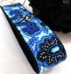 Key Fob in Blue and Black Floral