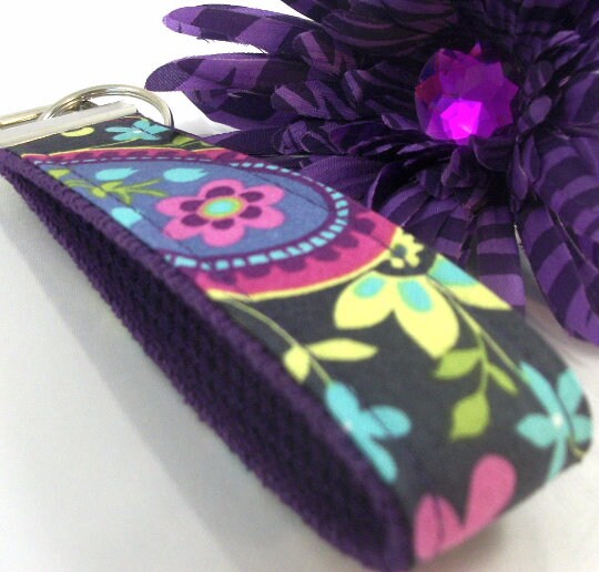 Handmade Wristlet Keychain in Paisley fabric, College Graduation Gift for her, I Miss You Gift, Mom Gift from Son