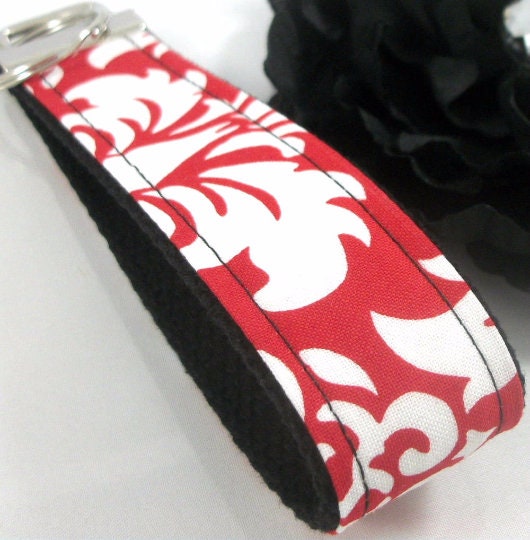 Fabric Key Fob Damask Pattern