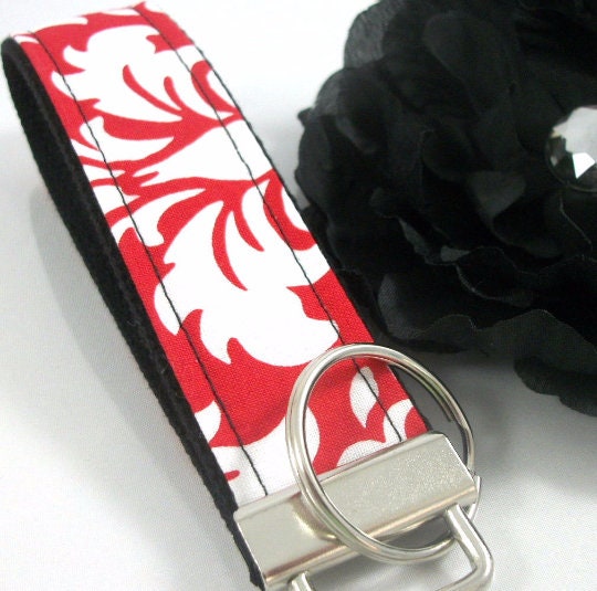 Fabric Key Fob Damask Pattern