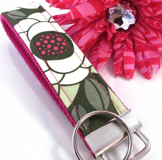Wristlet Key Fob Floral Magenta Joel Dewberry
