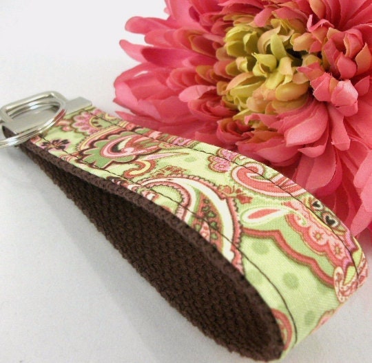 Handmade Wristlet Keychain in Paisley fabric, Boho Keychain, College Graduation Gift for her, I Miss You Gift, Mom Gift from Son
