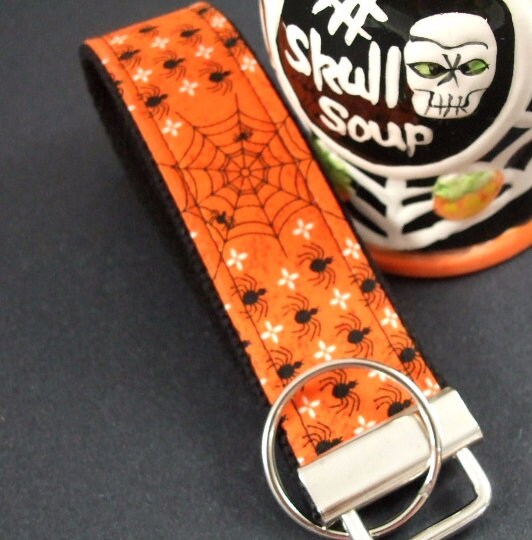 Handmade Keychain Wristlet with Spiders, Spider, Popular Right Now, Halloween, Thank you gift for Friend, Preschool Teacher Gifts