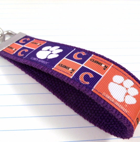 Clemson Wristlet Keychain, Approved Crafter License Holder, Wrist Keychain for Her, Key fob Wristlet, Keychain Wristlet, Clemson Tigers