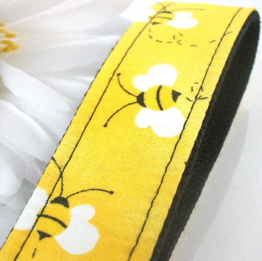Handmade Wristlet Keychain in Bumble Bee Fabric, College Graduation Gift for her, I Miss You Gift, Mom Gift from Son