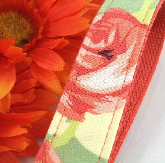Amy Butler Key Fob Tangerine Roses