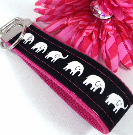 Elephant Keychain, Elephant Gifts, Cute Keychain, Key Fob Wristlet, Wristlet Keychain, Fabric Key Fob, Elephants, Wristlet Key fob