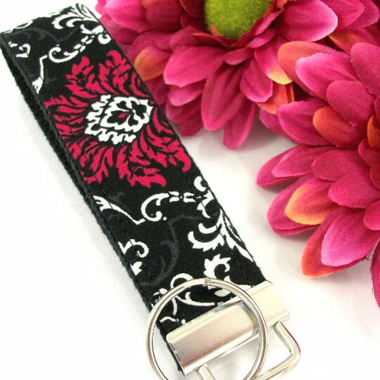Wristlet Key Fob Damask Pattern