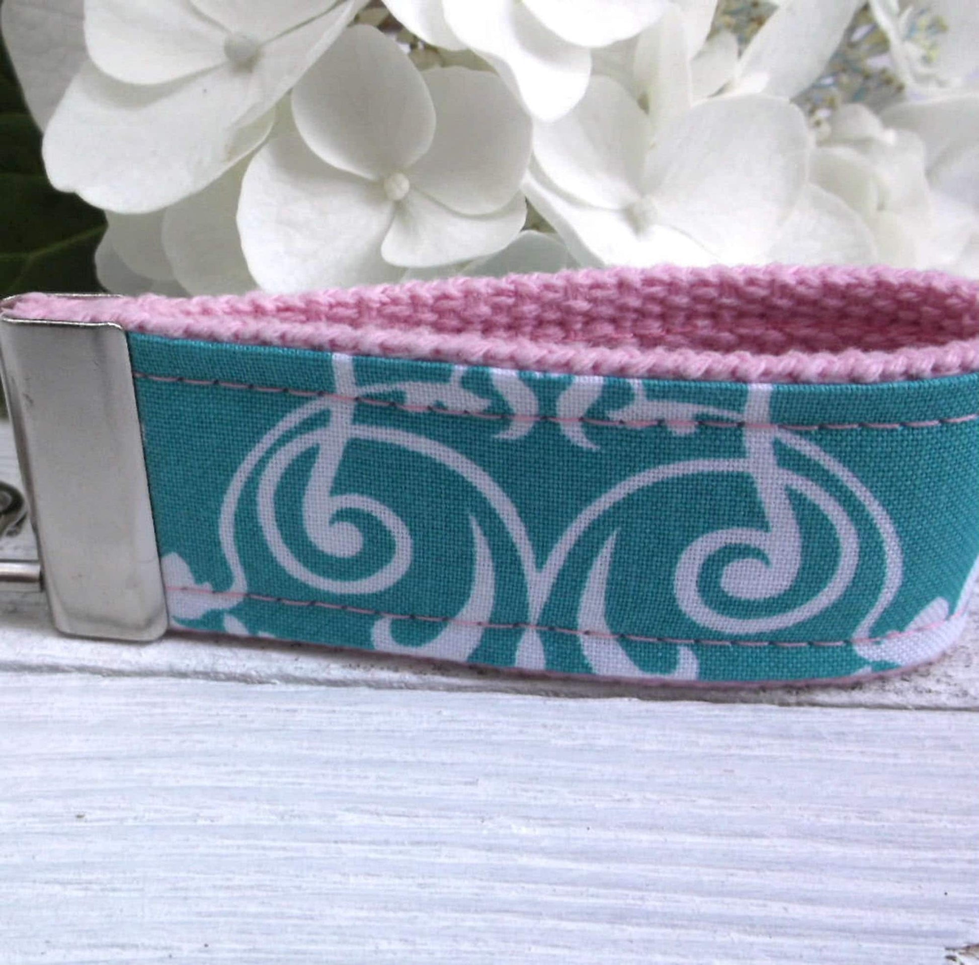 Mini Keyfob FOB Keychain for Women Ideal as a Purse Keychain or Backpack Keychain, Ideal Small Bridesmaid Gift, Teal floral