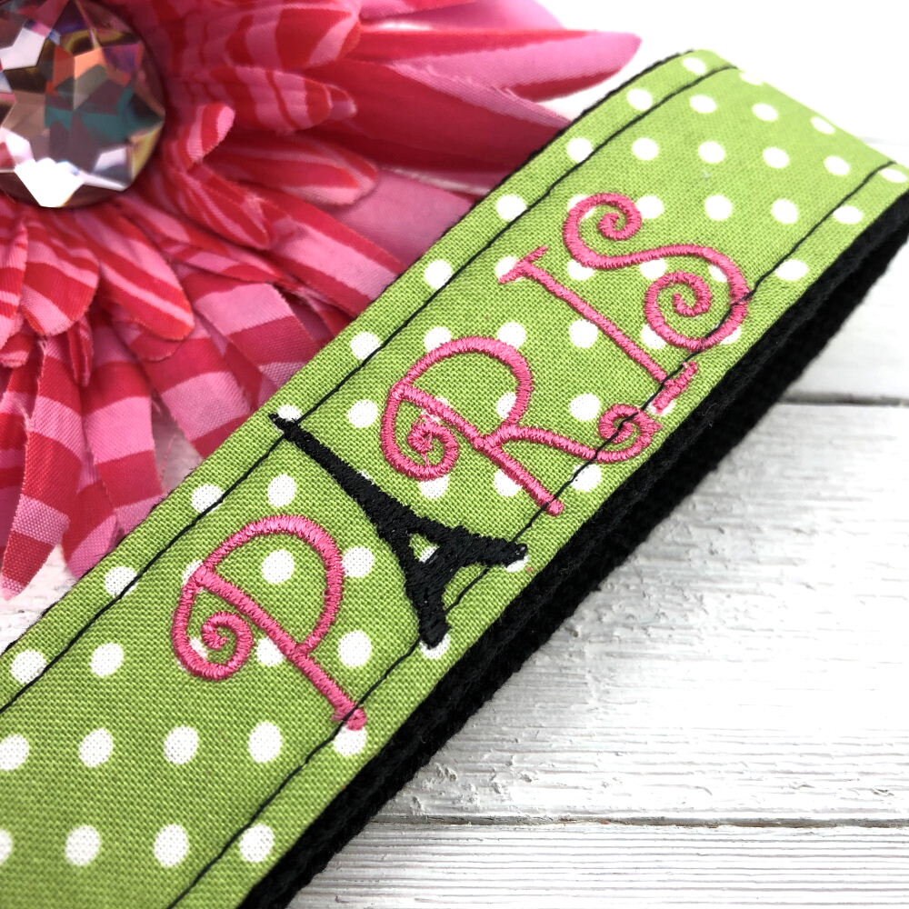 PARIS French Embroidered Keychain Key Fob Tassel Charm