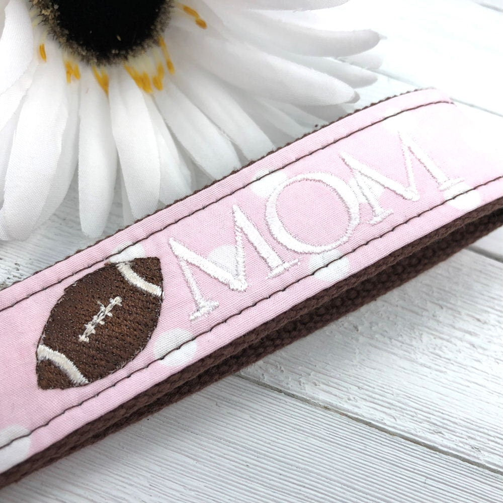 Football Mom Embroidered Keychain Key Fob