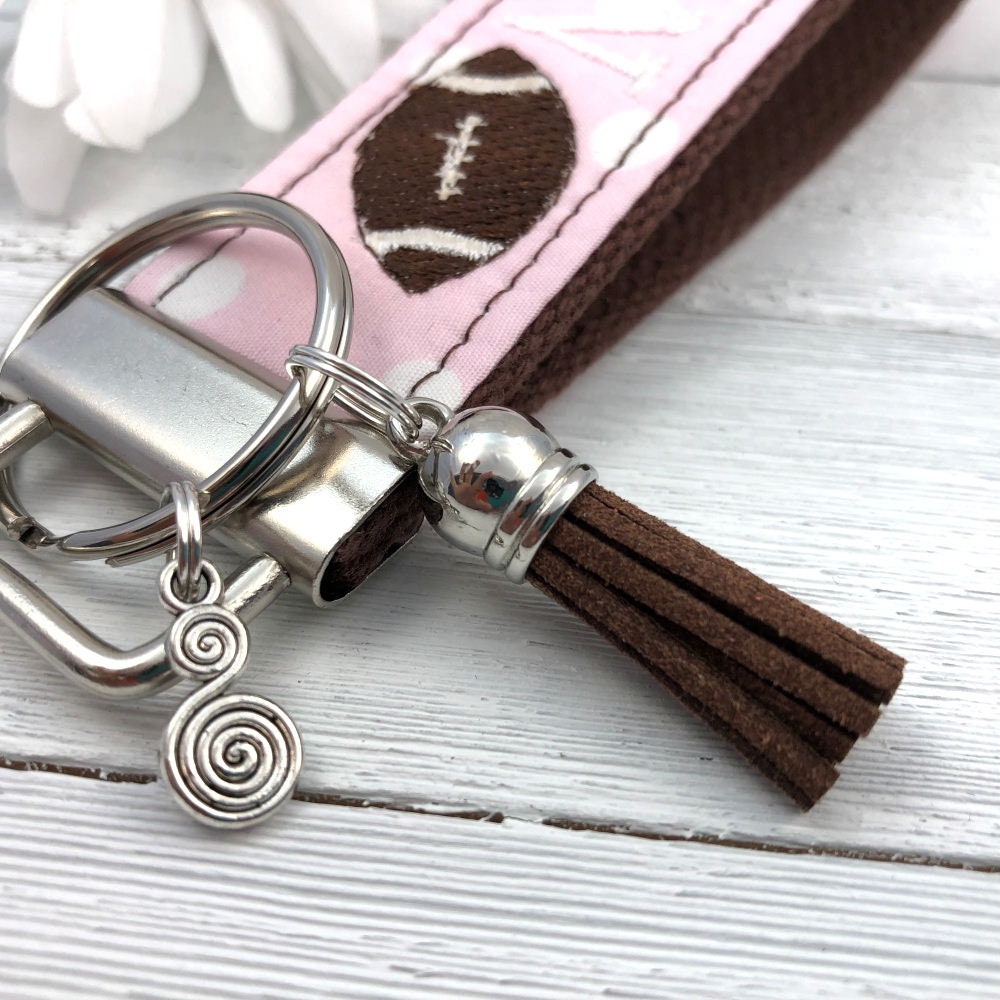 Football Mom Embroidered Keychain Key Fob