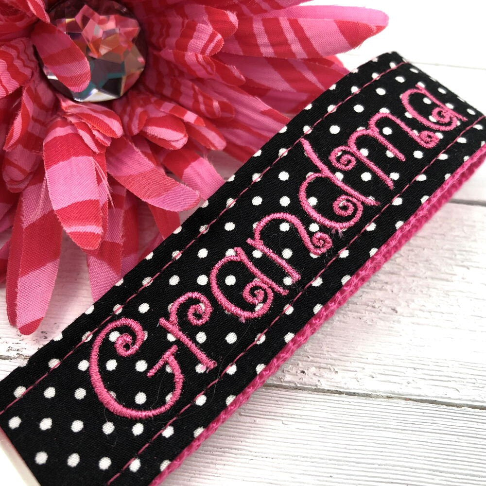 Grandma Embroidered Keychain Key Fob Tassel Charm