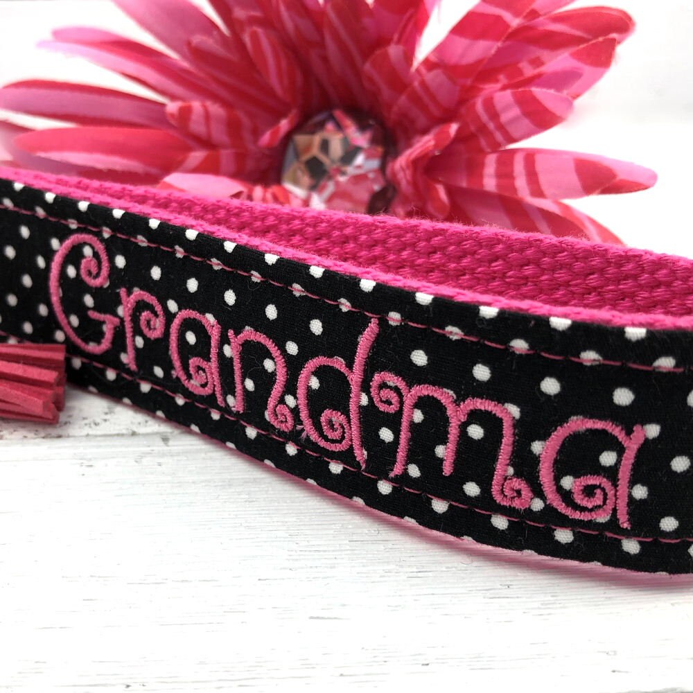 Grandma Embroidered Keychain Key Fob Tassel Charm