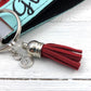 Glam Ma Embroidered Keychain Key Fob Tassel Charm