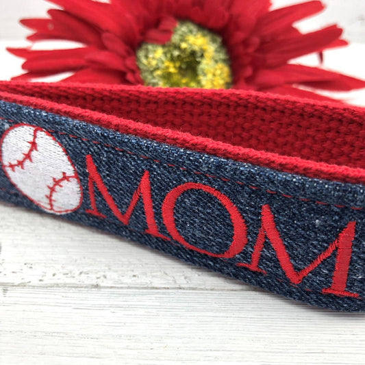 Baseball Mom Embroidered Keychain Key Fob Tassel and Charm too