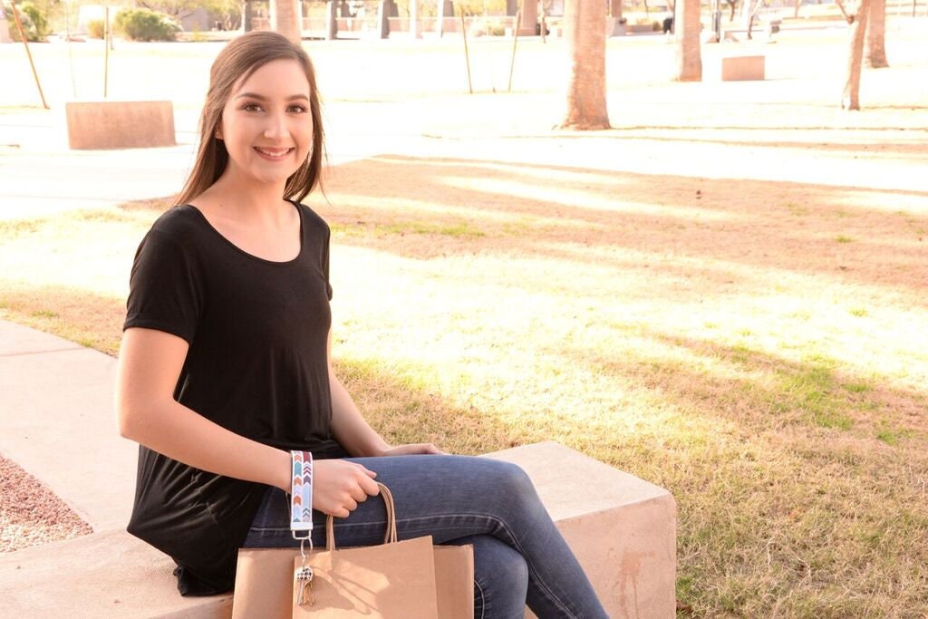 Handmade Keychain in Amy Butler Fabric, College Graduation Gift for her, End of Year Teacher gift