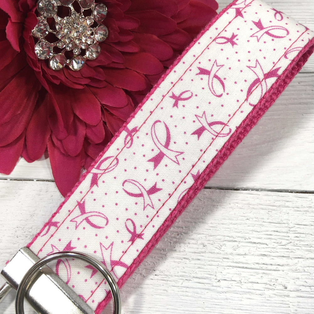 Breast Cancer Keychain Wristlet, Breast Cancer Gifts, Mindfulness Gift, Thinking of you Gift, Encouragement Gift