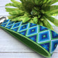 Blue and Lime Fabric Key Fob Wristlet