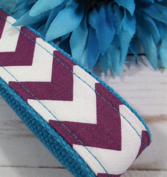 Purple Chevron Fabric Keychain Key fob Gift For Women