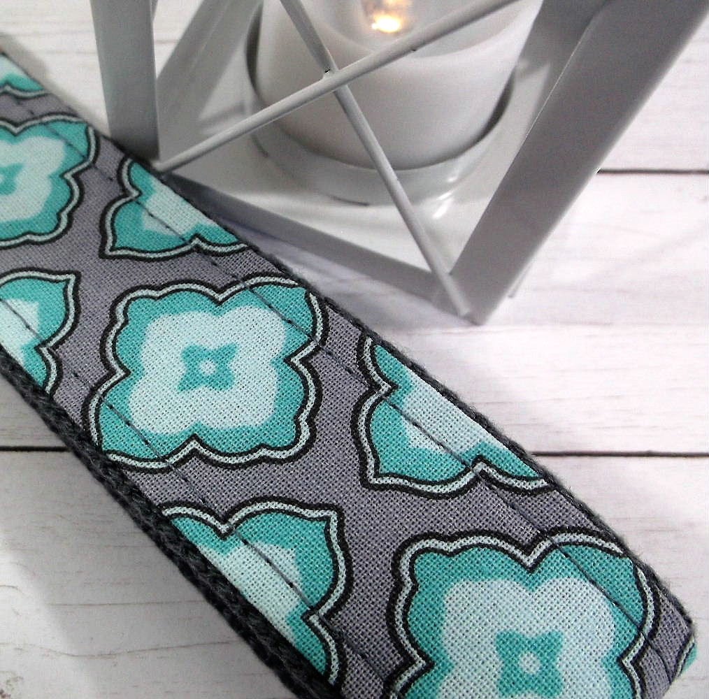 Raindrop Fabric Aqua Grey Key fob Gift For Women