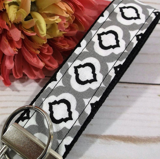 Raindrop Fabric Grey Key fob Gift For Women