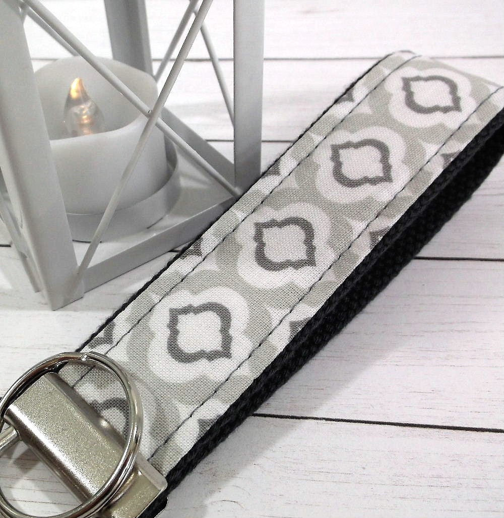 Raindrop Fabric Grey Key fob Gift For Women