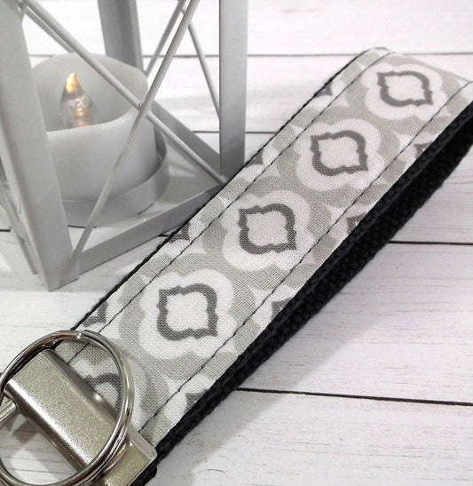 Raindrop Fabric Grey Key fob Gift For Women