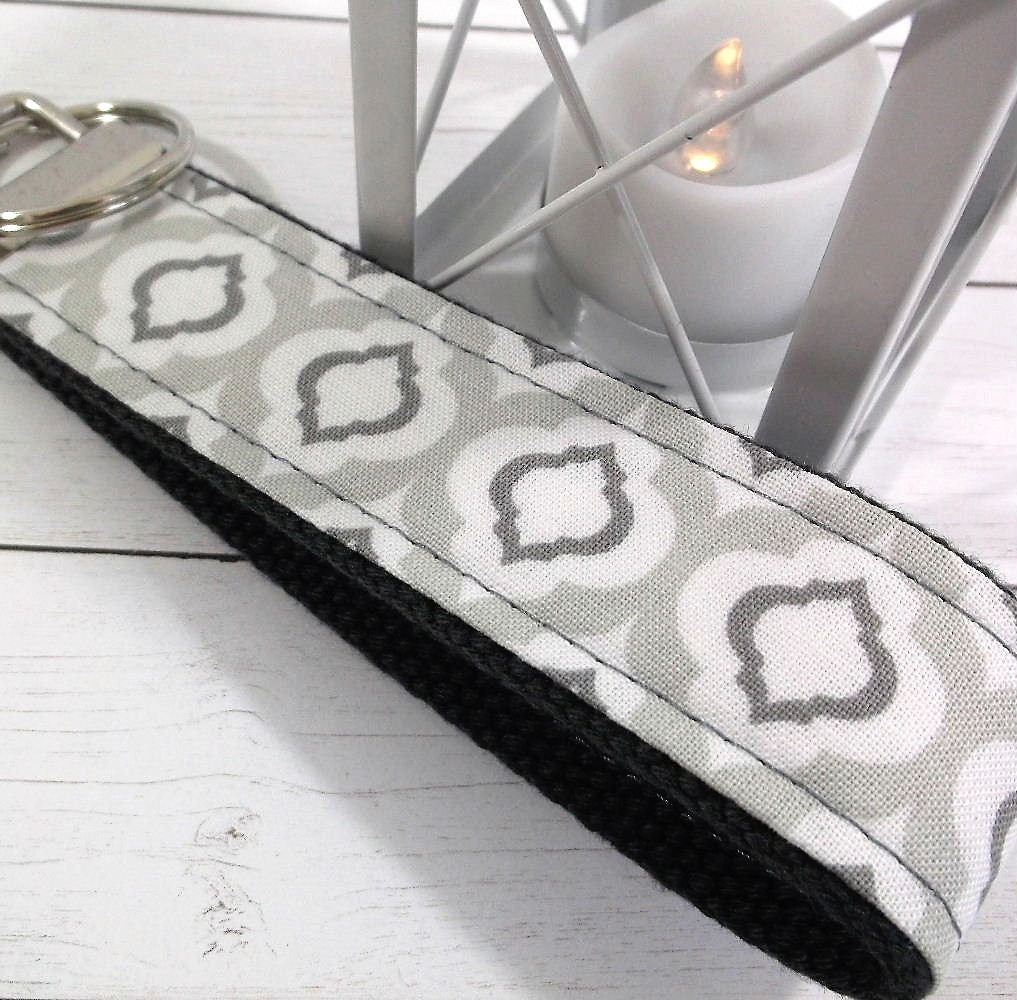 Raindrop Fabric Grey Key fob Gift For Women