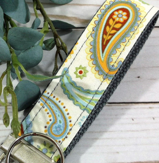 Paisley Key fob wristlet, Wristlet Keychain, Boho Keychain Wristlet, Boho Keychains for Women, Bohemian, Boho Keychain Wristlet