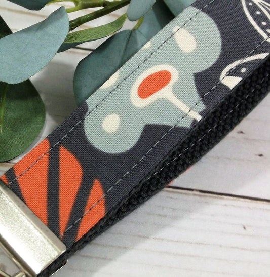 Boho Keychain Grey and Blue Gray Key Fob