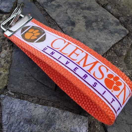 Clemson Keychain Wristlet Keychain Key Fob, Approved Crafter License Holder