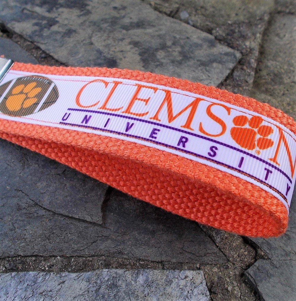 Clemson Keychain Wristlet Keychain Key Fob, Approved Crafter License Holder