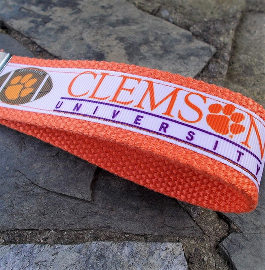 Clemson Keychain Wristlet Keychain Key Fob, Approved Crafter License Holder