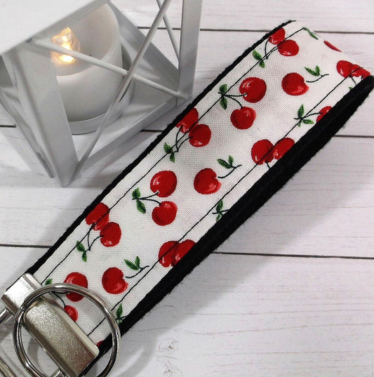Cherries Wristlet Keychain, Popular Right Now, Moving Away Gift, Trending Now, Thinking of You Gift, Librarian Gifts, Teacher Gifts, Cherry