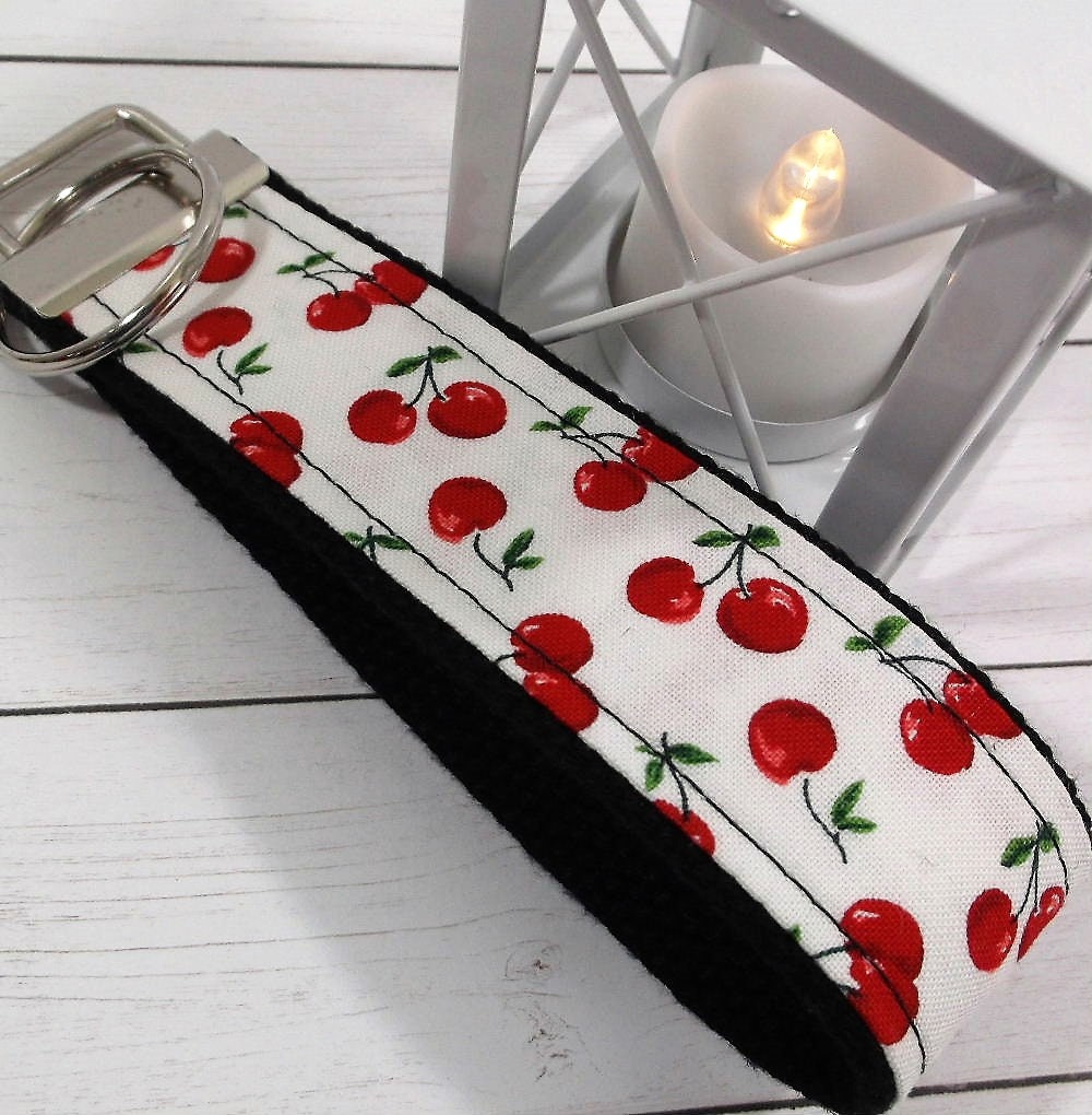 Cherries Wristlet Keychain, Popular Right Now, Moving Away Gift, Trending Now, Thinking of You Gift, Librarian Gifts, Teacher Gifts, Cherry