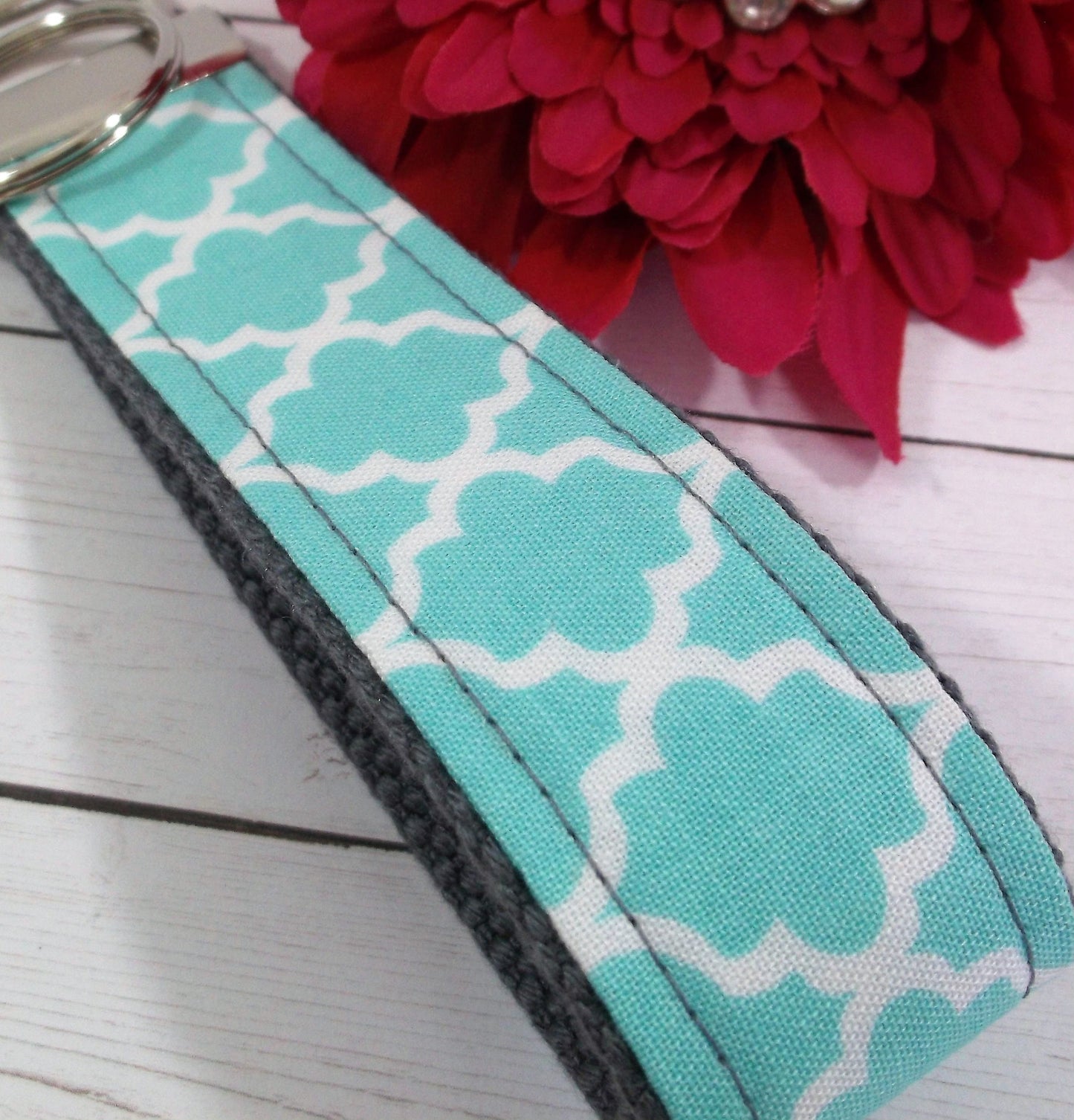 Quatrefoil fabric Wristlet Keychain, College Graduation Gift for her, Thank you gift for Friend