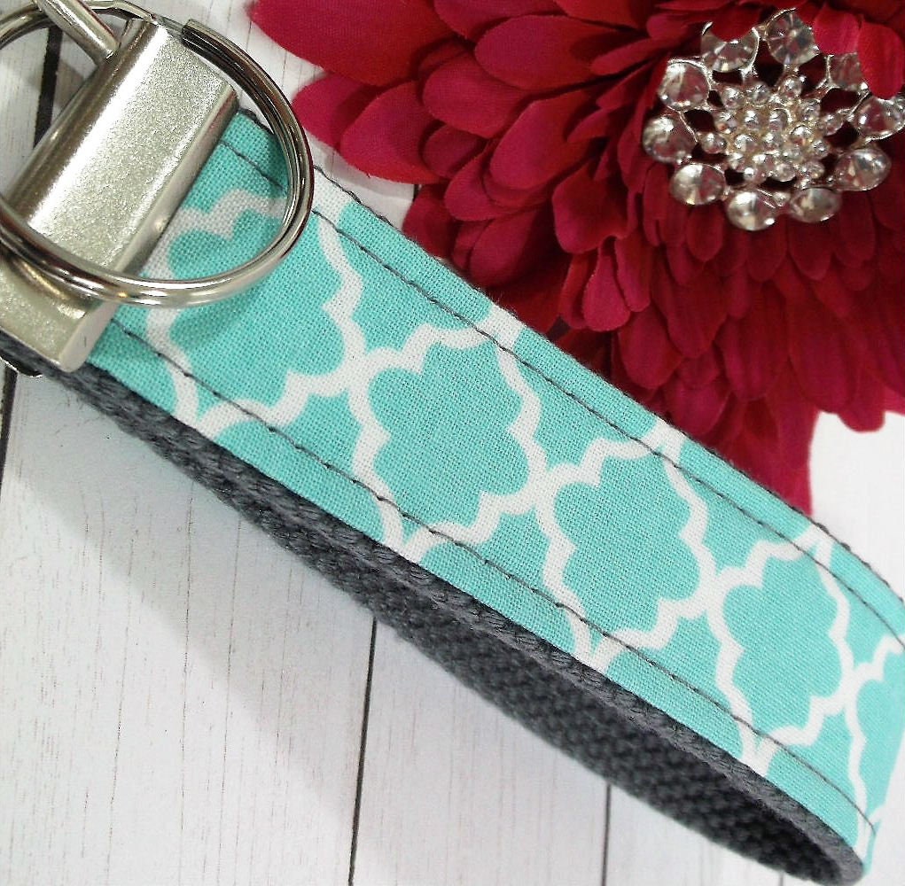 Quatrefoil fabric Wristlet Keychain, College Graduation Gift for her, Thank you gift for Friend