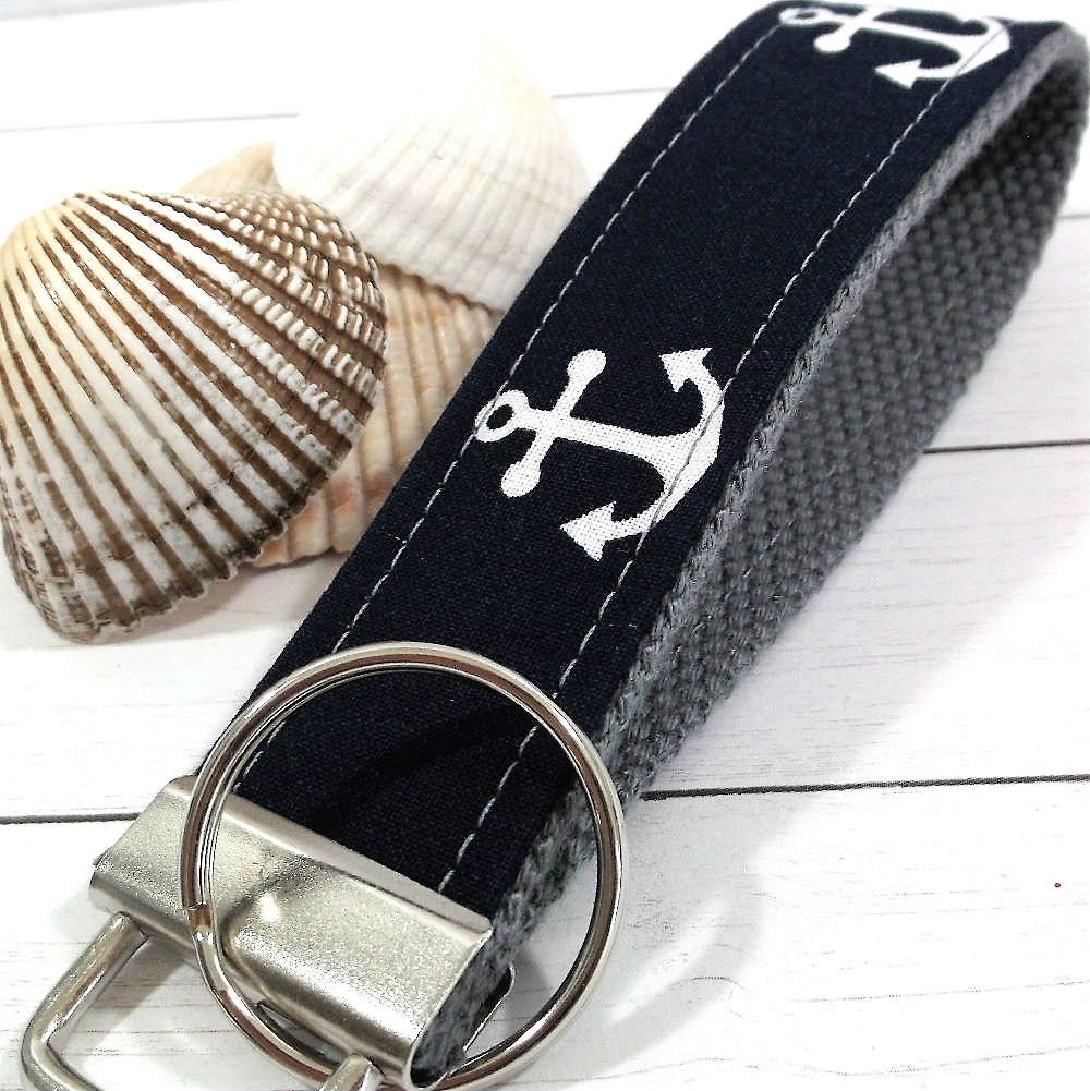 Handmade Wristlet Keychain in Nautical Anchor, College Graduation Gift for her, I Miss You Gift, Mom Gift from Son