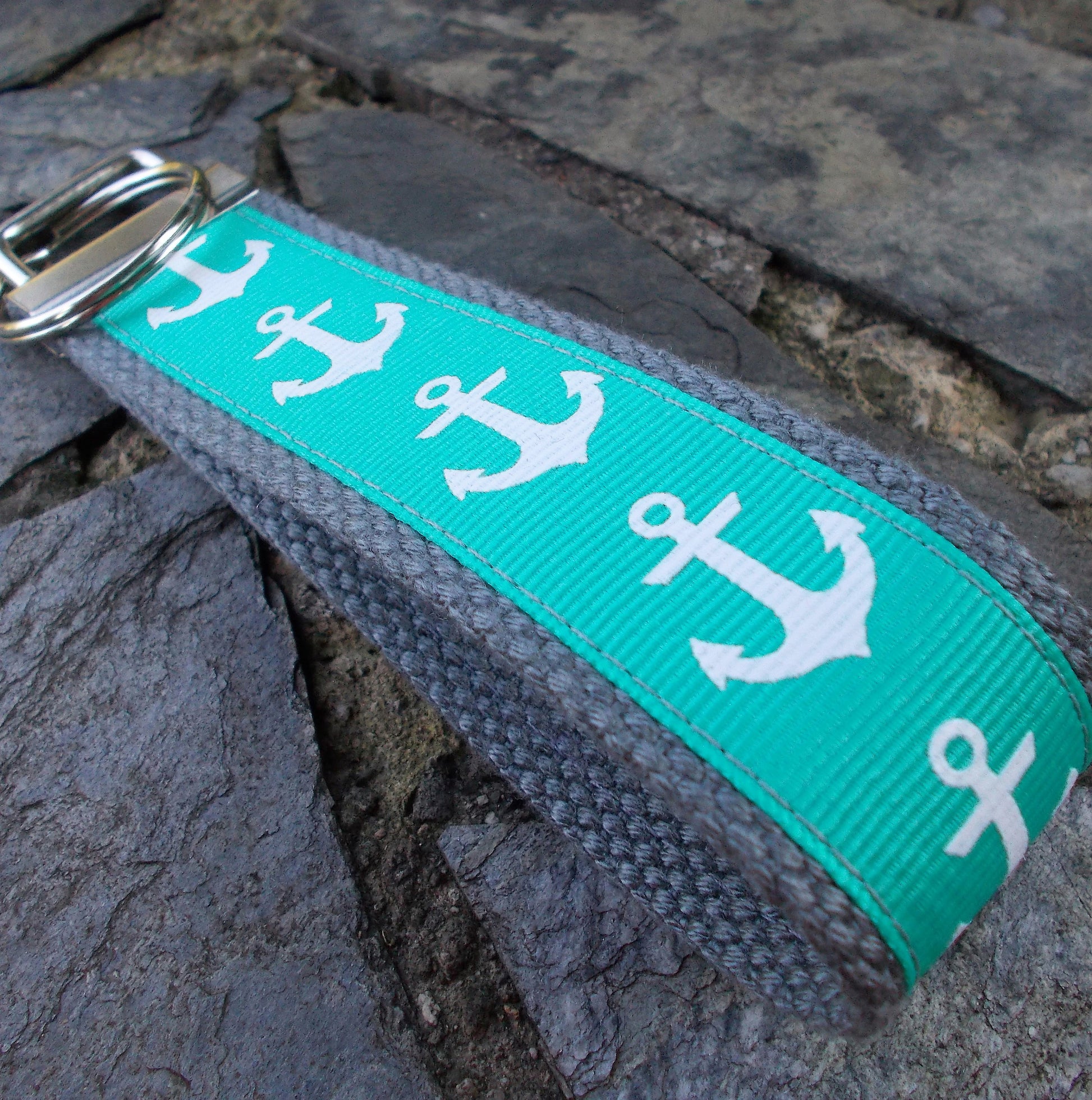 Turquoise Anchor Keychain