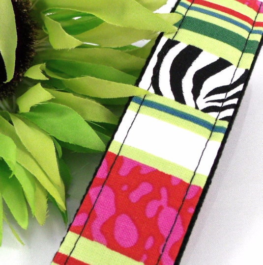 Cute Zebra and Leopard Print Wristlet Keychain, Pink and Lime Key Fob, Animal Print Keychain, Teacher Gift