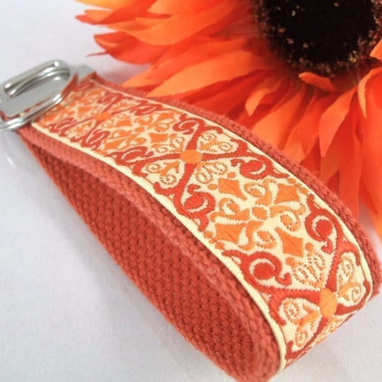 Handmade Jacquard Ribbon Keychain, College Graduation Gift for her, I Miss You Gift, Mom Gift from Son