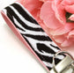 Black and White Zebra Print Wristlet Keychain, Cute Animal Print Keychain, Zebra Stripe Key Fob, Handmade Teacher Gift